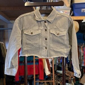 Princess Polly Black and White Checkered Jean Jacket